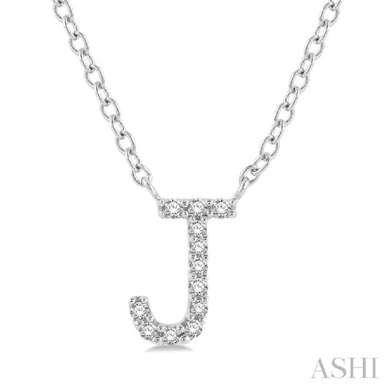 10K White Gold 0.05ctw Diamond Letter "J" Necklace