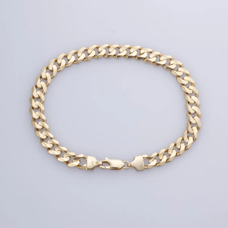 18k Yellow Gold Curb Chain Bracelet  | 8" |