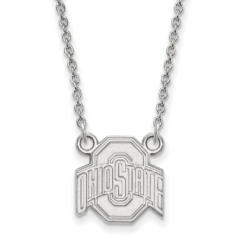 14k White Gold Ohio State Small Logo Pendant Necklace