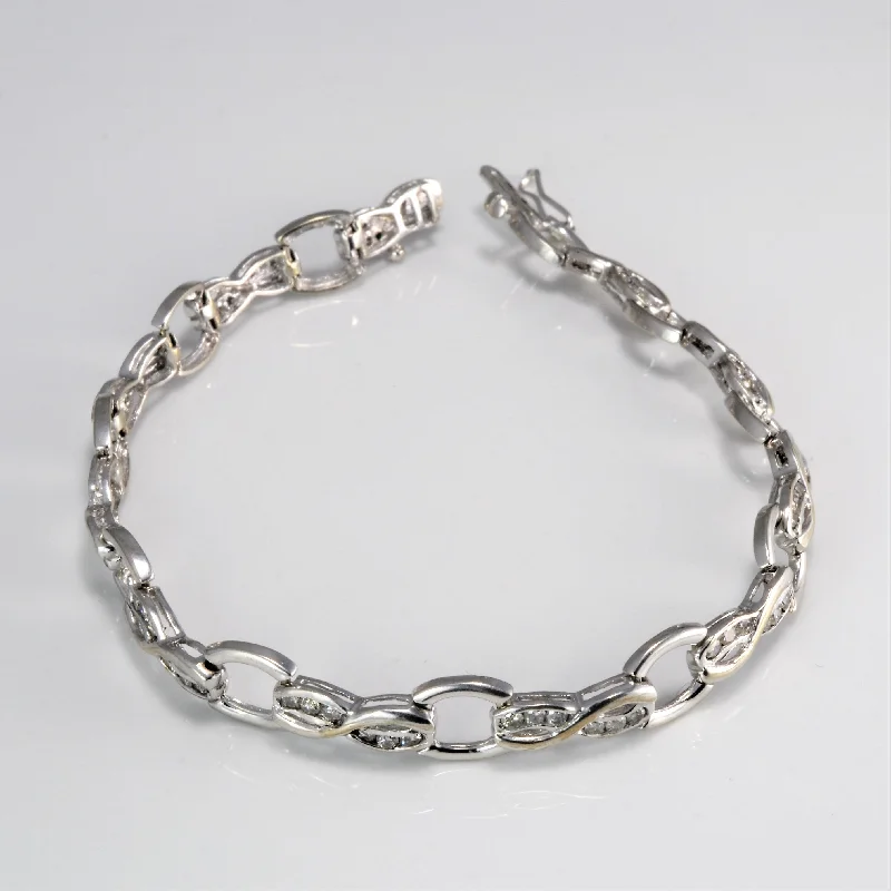 Crossover Chain Channel Set Diamond Bracelet | 1.32 ctw, 8''|