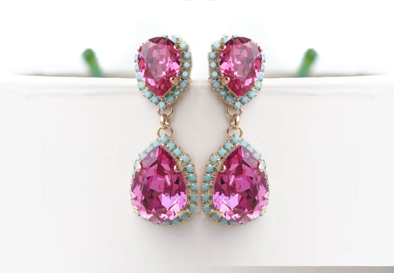 Pink turquoise earrings