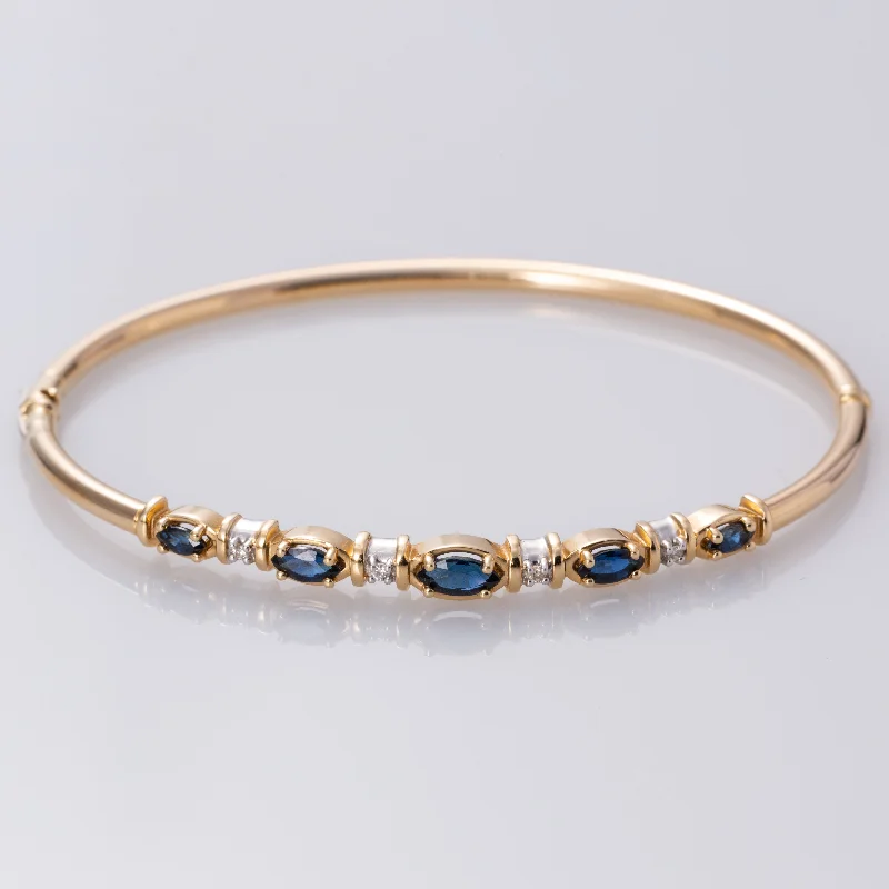 14K Yellow Gold Sapphire and Diamond Bracelet | 0.92ctw, 0.04ctw | 6.5"