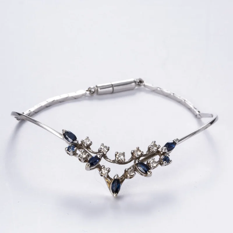 18k White Gold Sapphire and Diamond Bracelet | 0.50 ctw, 0.30 ctw