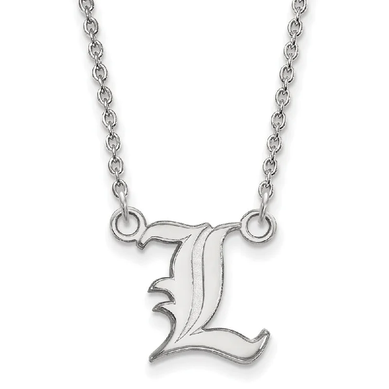 14k White Gold U of Louisville Small 'L' Script Pendant Necklace