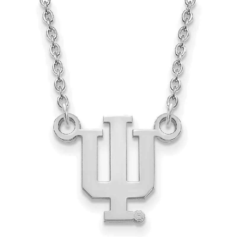 14k White Gold Indiana U Small 'IU' Pendant Necklace