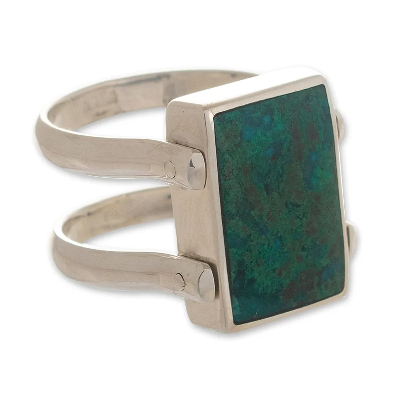 Novica Handmade Mood Change Reversible Chrysocolla And Sodalite Cocktail Ring