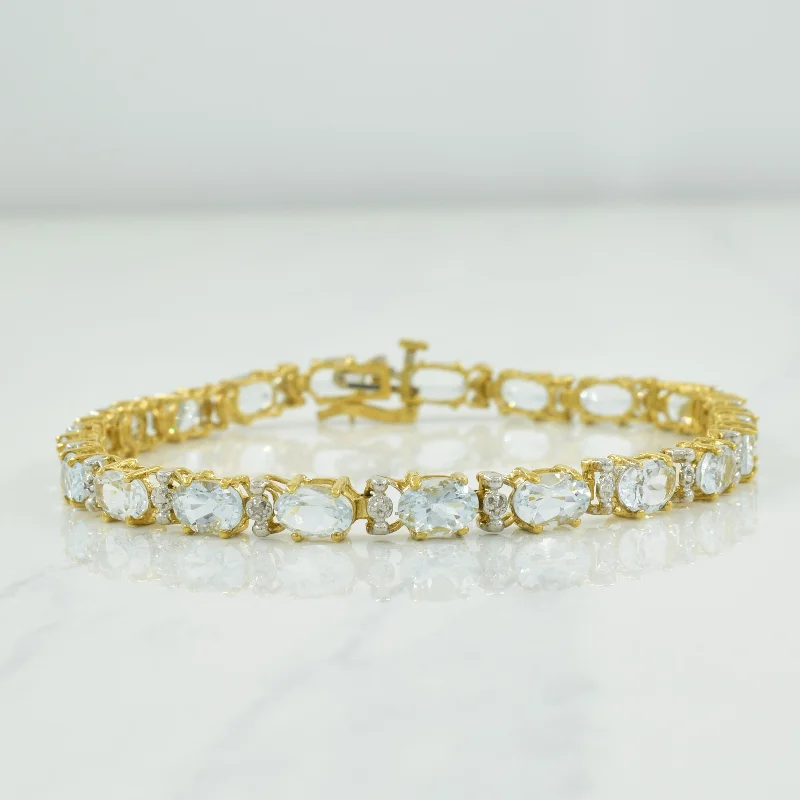 Aquamarine & Diamond Bracelet | 6.72ctw, 0.02ctw | 7" |