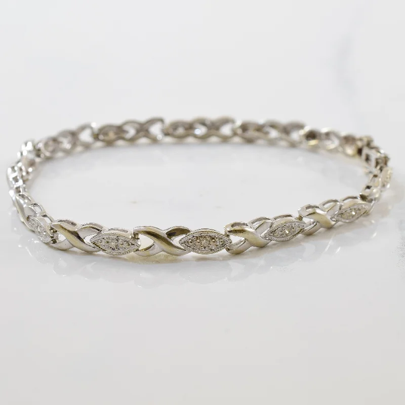 Crossed Diamond Tennis Bracelet | 0.07ctw | 7.5" |