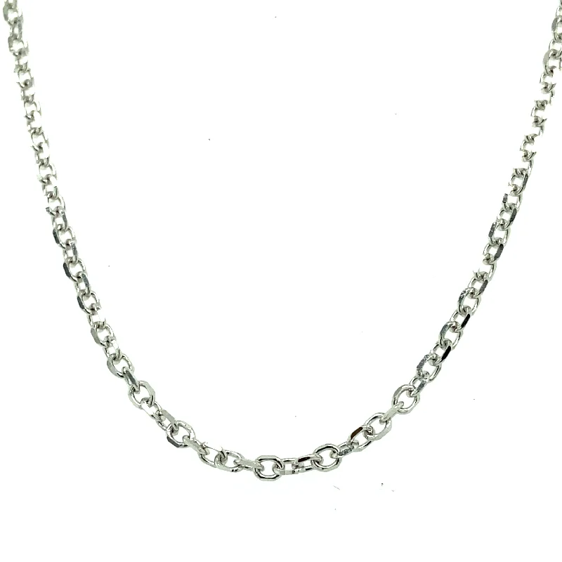 14K White Gold 1.5mm Adjustable Length Cable Chain Necklace