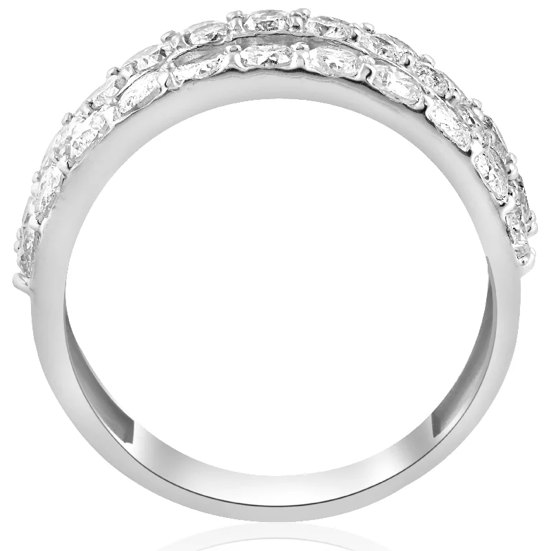 1 3/4ct Diamond Wedding Triple Row Ring White Gold