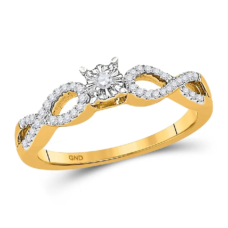 10k Yellow Gold Womens Round Diamond Solitaire Twist Promise Ring (1/6 Cttw, G-H Color, I2-I3 Clarity)