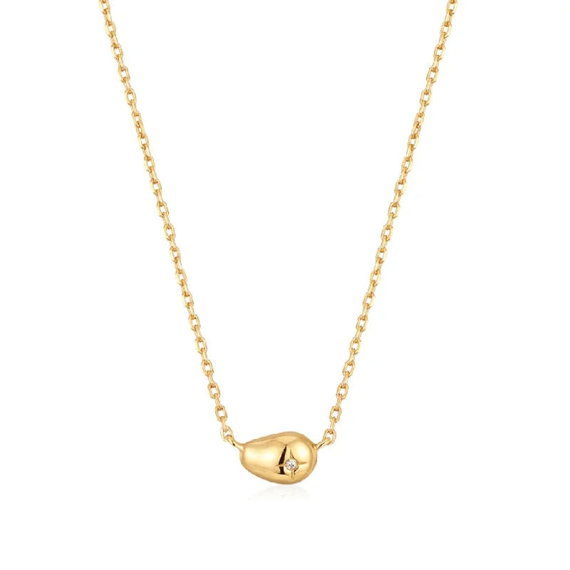 14K Yellow Gold Plated Pebble Sparkle Necklace by Ania Haie