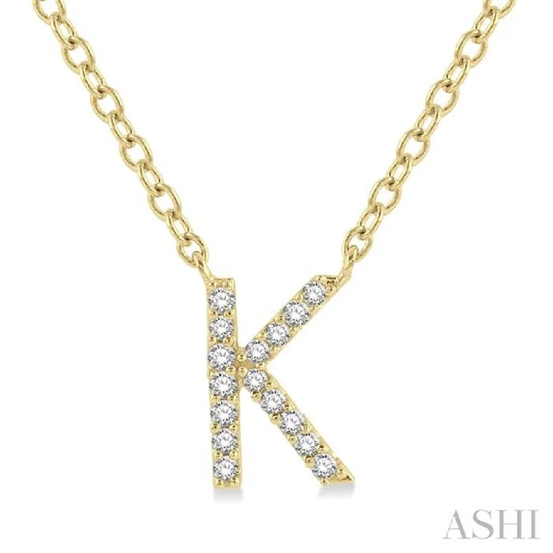 10K Yellow Gold 0.05ctwDiamond Letter "K" Necklace