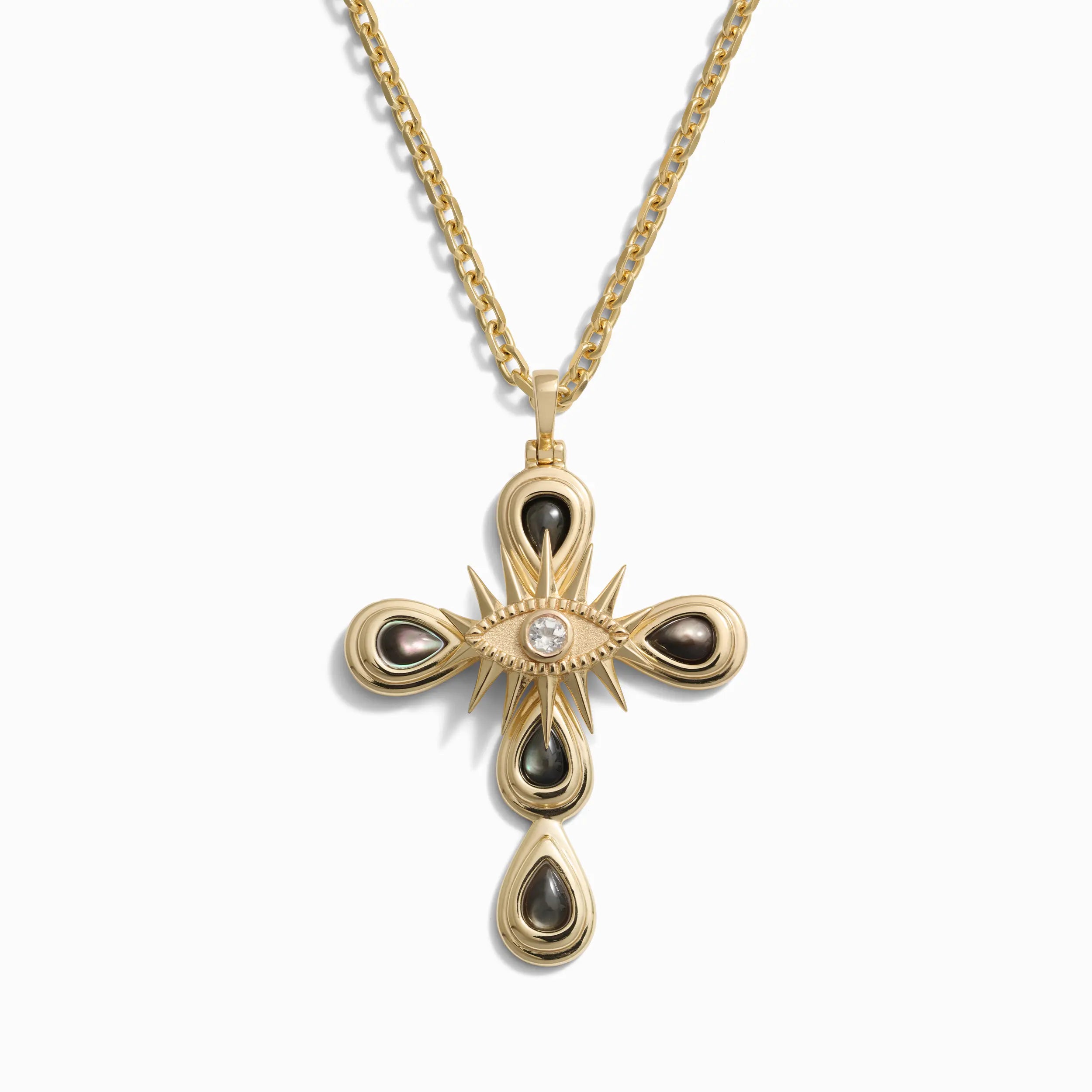 Statement Third Eye Cross Necklace