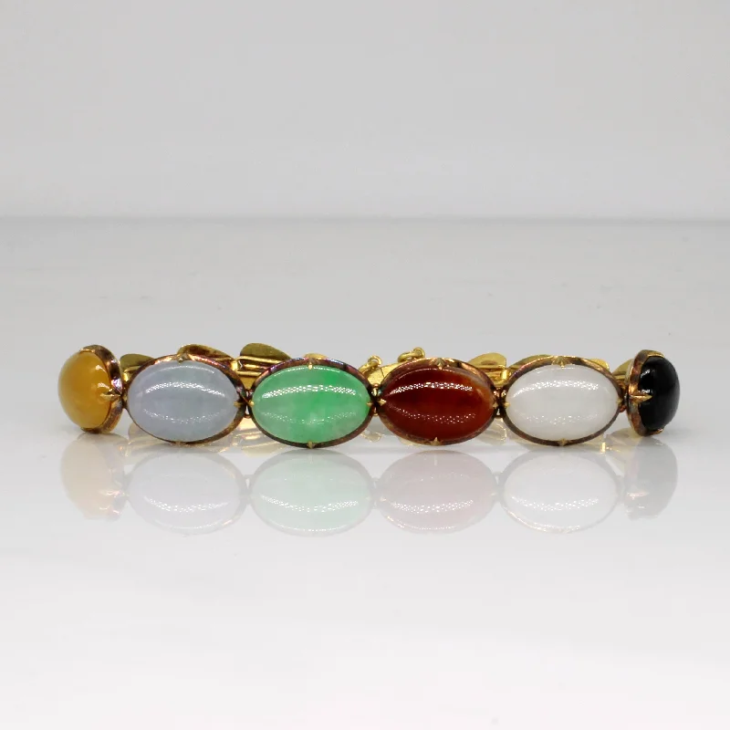 Cabochon Multi Colour Jade Bracelet | 12.00ctw | 6" |