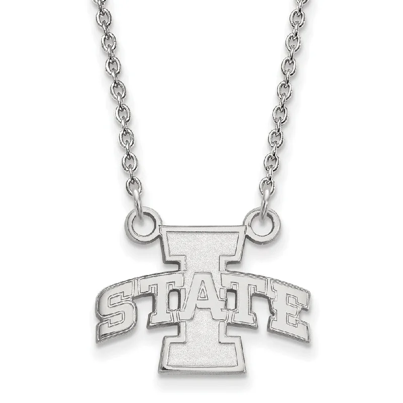 14k White Gold Iowa State Small Pendant Necklace