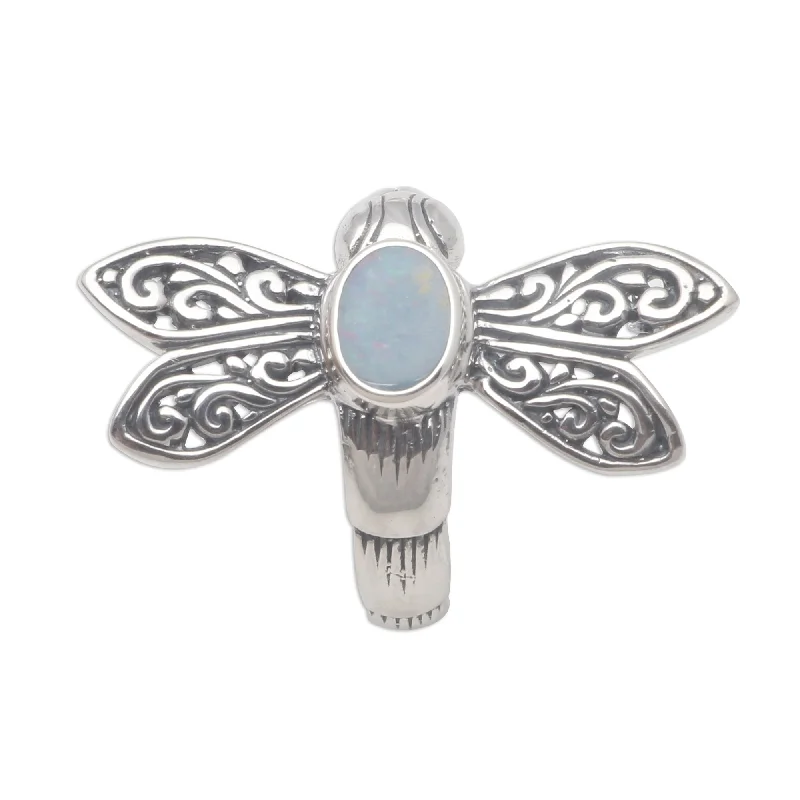 Novica Handmade Dragonfly Grace Opal Cocktail Ring