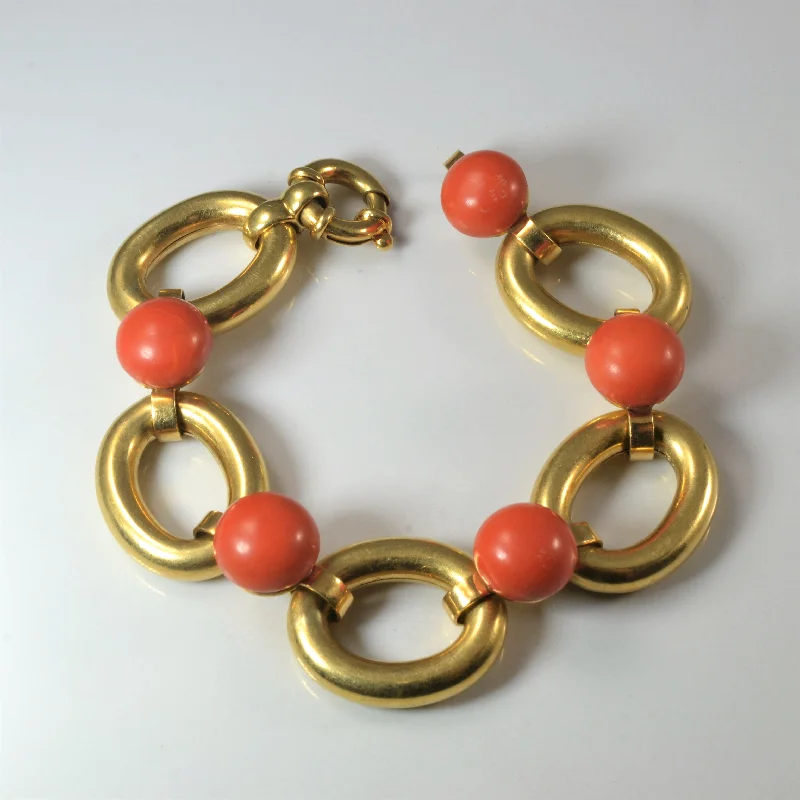 Coral Chain Wide Gold Bracelet | 35.00ctw | 8" |