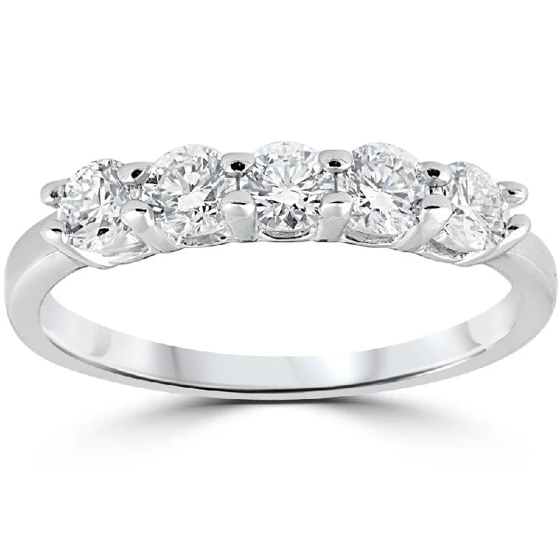 1/2Ct Moissanite Five Stone Wedding Ring in White Gold