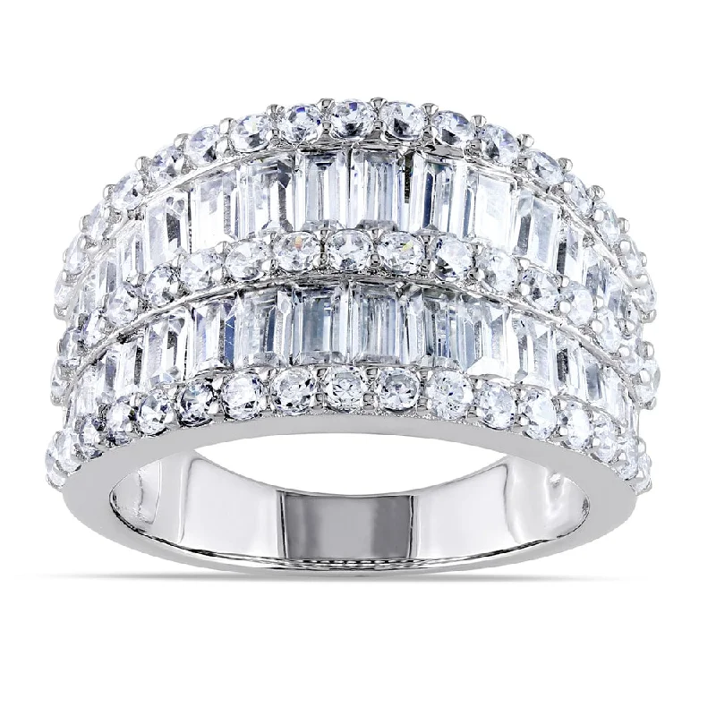 Miadora Sterling Silver Channel-set Cubic Zirconia Anniversary Ring