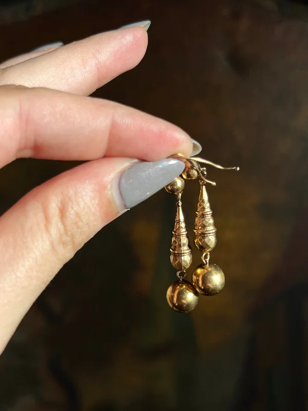 9ct English Bauble Earrings Circa 1870