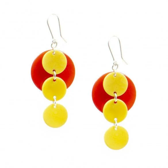 Tagua Thais Earrings - Yellow / Red