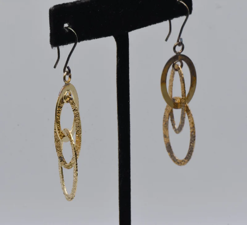 Gold Tone Metal Dangle Earrings