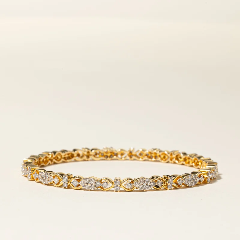 18K Yellow Gold Diamond Bangle | 4.02ctw | 8"