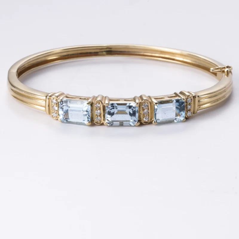 14k Yellow Gold Topaz & Diamond Bracelet | 4.50ctw, 0.35ctw | 6.5"