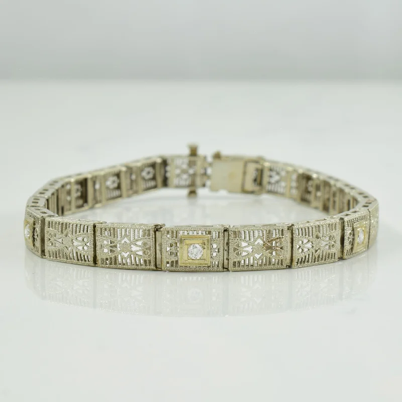 Diamond 10k White Gold Bracelet | 0.12ctw | 7" |