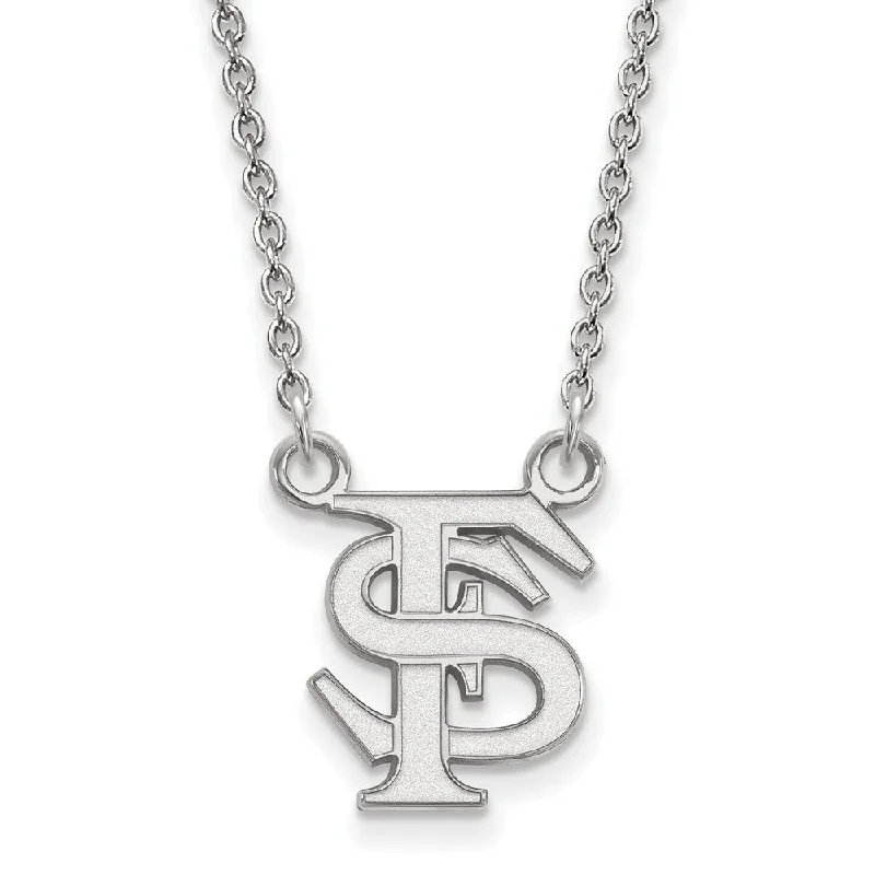 14k White Gold Florida State Small 'FS' Pendant Necklace