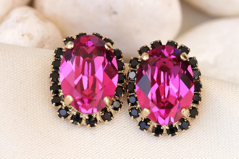 FUCHSIA BLACK EARRINGS