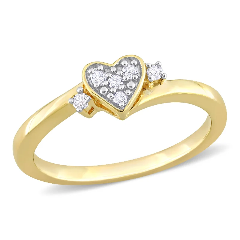 Miadora 1/10ct TDW Diamond Heart Ring in Yellow Silver