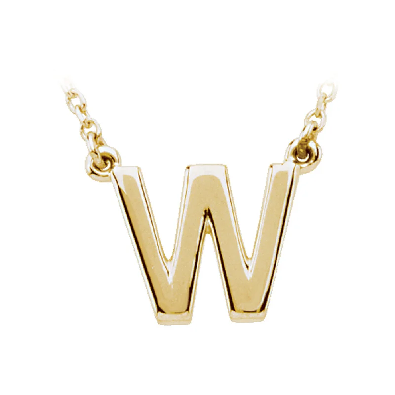 14K Yellow Gold, Kendall Collection, Block Initial W Necklace, 16 Inch