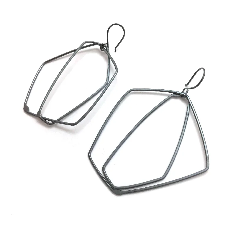 Layered Oxidized Silver Earrings