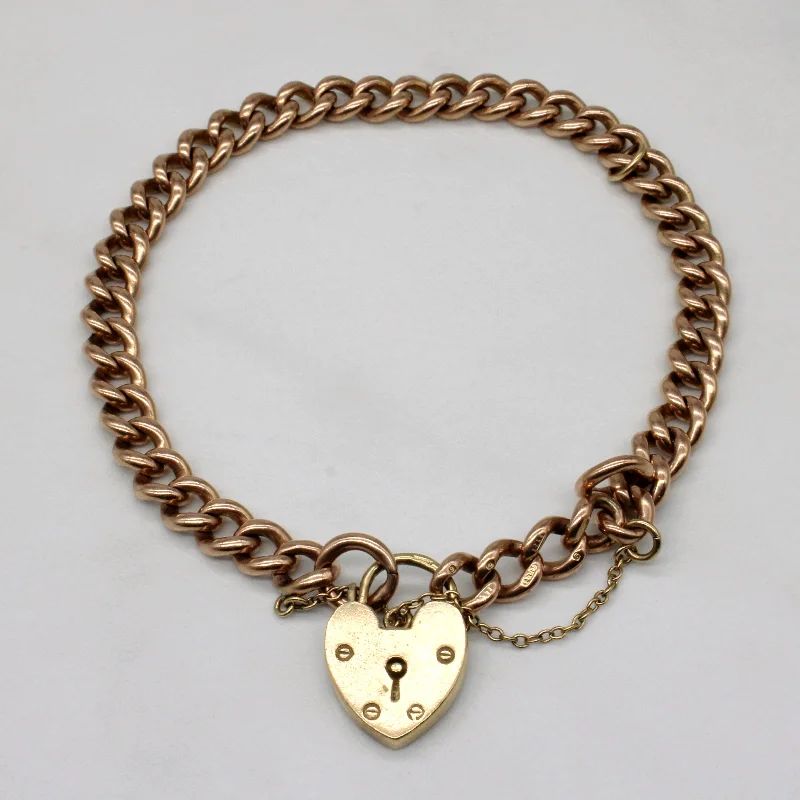 1965 London 9k Yellow Gold Heart Clasp Bracelet | 8" |