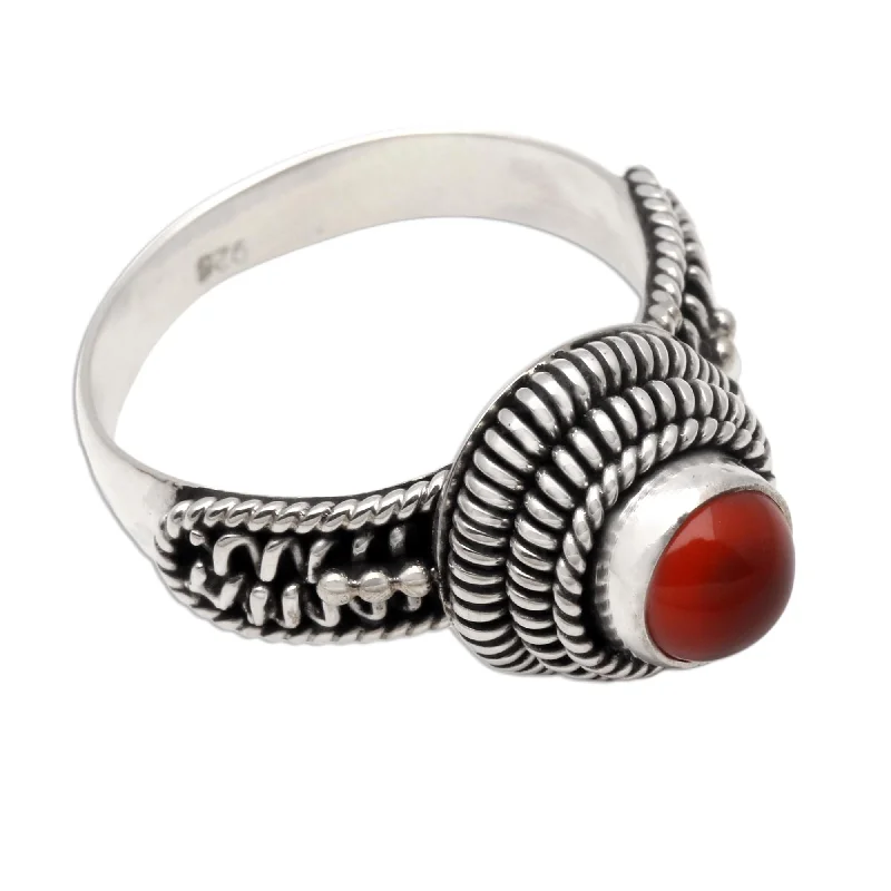 Novica Handmade Sunset Radiance Carnelian Cocktail Ring