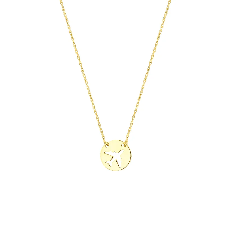 14K Yellow Gold Airplane Pendant Necklace by Midas Chain