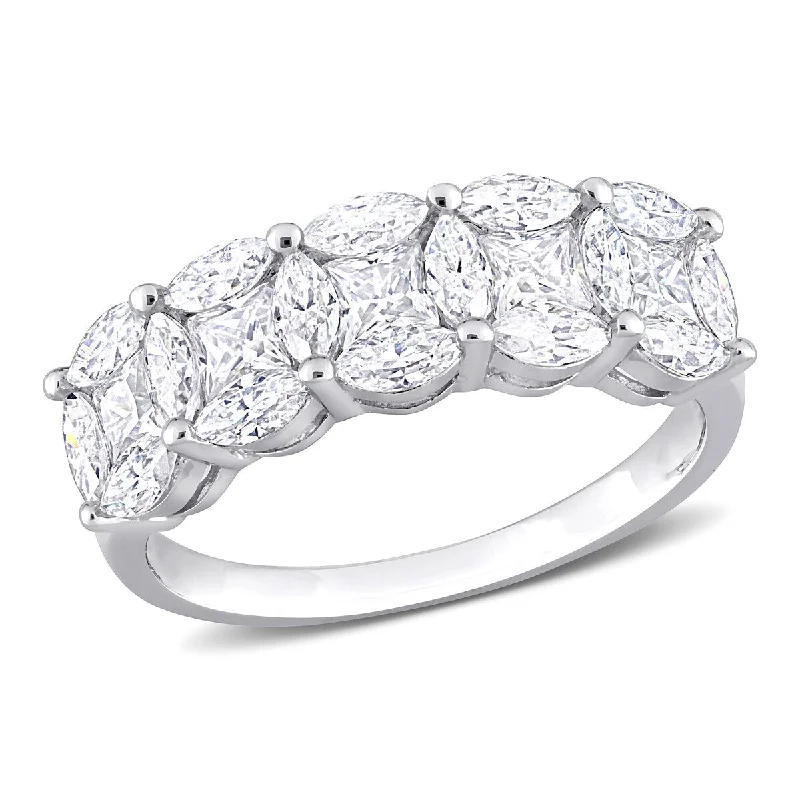 Eternally Yours 2 1/2ct DEW Marquise Princess Created Moissanite Ring in Sterling Silver