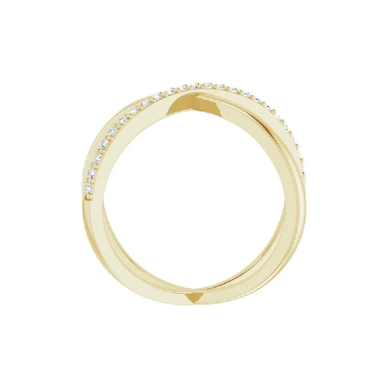 14K Yellow Gold 1/4 CTW Diamond Criss-Cross Ring for Women