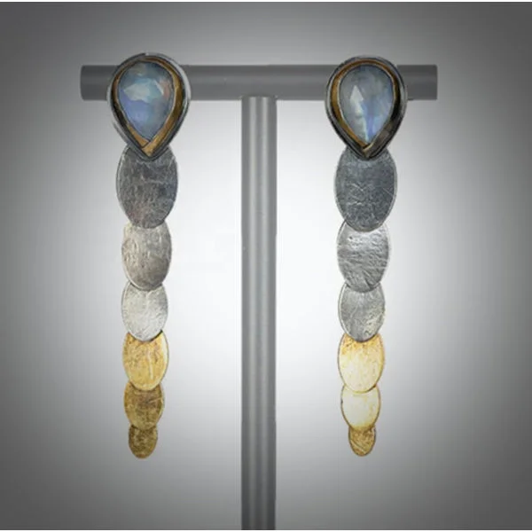 Oval Sky Blue Kyanite Pivot Drop Earrings