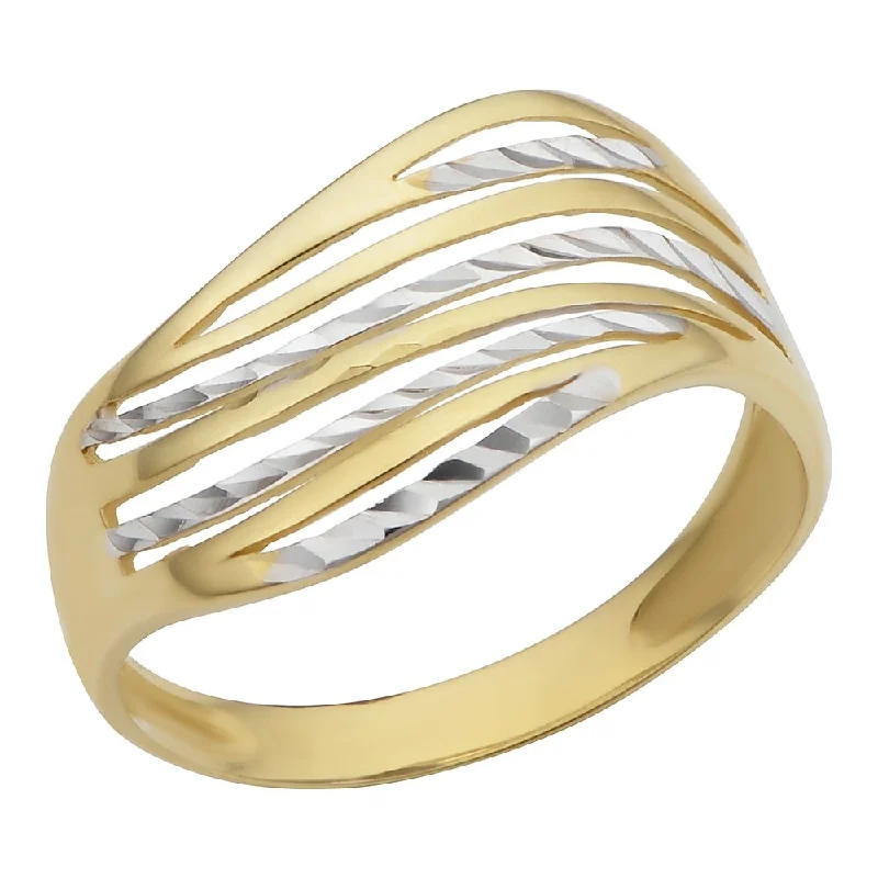 10k Two-tone Gold Wave Design Ring