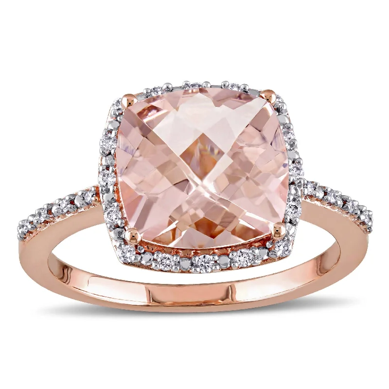 Miadora Signature Collection 14k Rose Gold 1/10ct TDW Diamond and Morganite Ring (G-H, I1-I2)