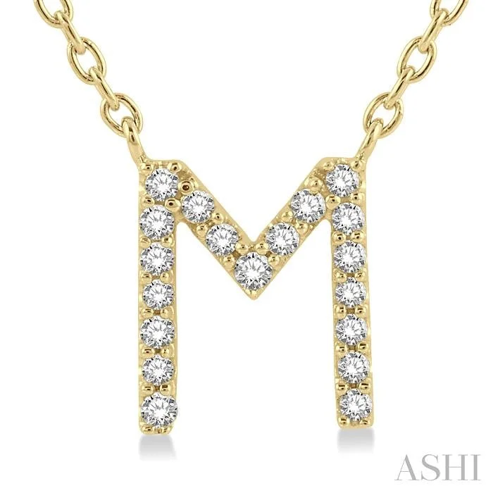 10K Yellow Gold 0.06ctw Diamond Letter "M" Necklace