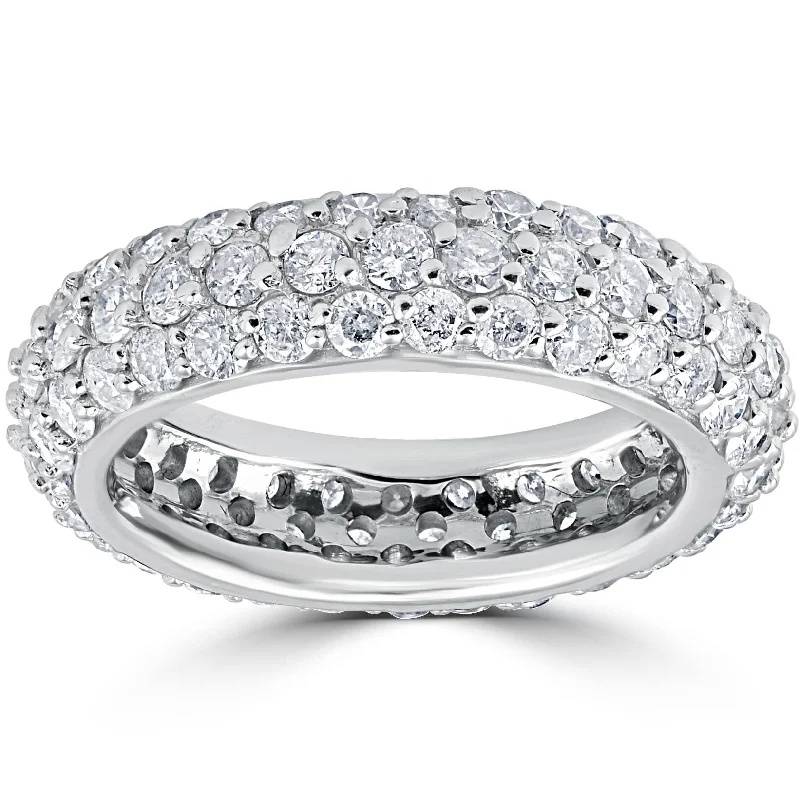 2 1/6ct Pave Diamond Eternity Wedding Anniversary Ring White Gold Lab Grown