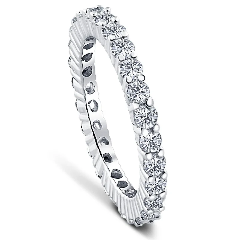 1 1/3CT Diamond Eternity Wedding Ring White Gold