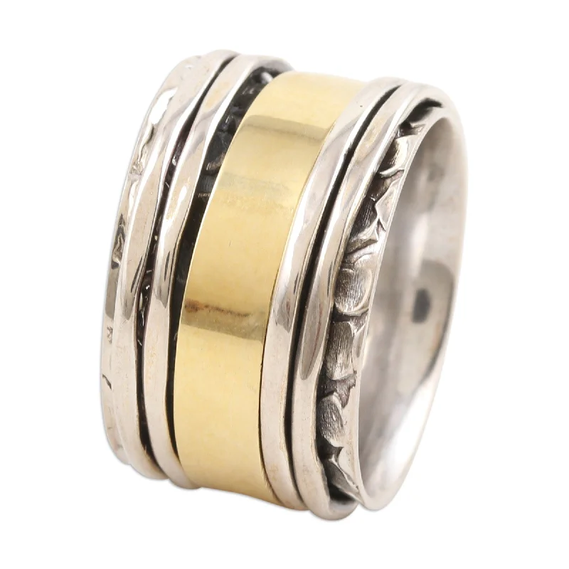 Novica Handmade Spinning Allure Multi-Metal Meditation Spinner Ring