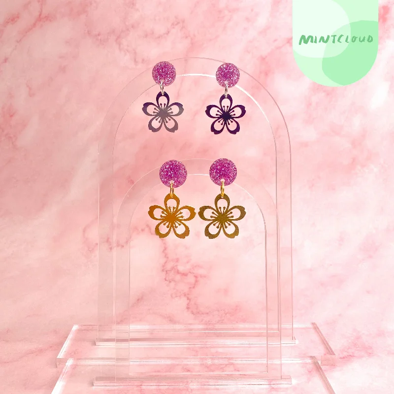 Mintcloud Brass Dangles - Cherry Blossom