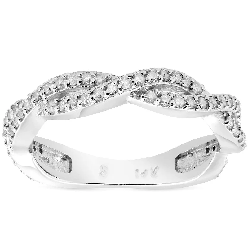 1/3ct Diamond Vine Wedding Stackable Ring in White Gold