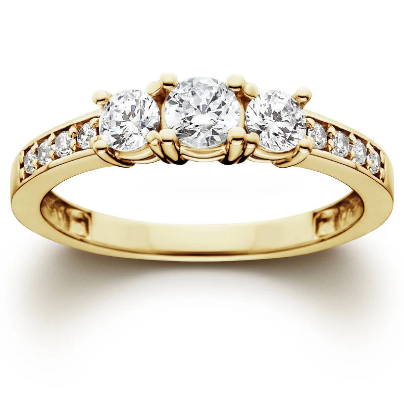 1ct Diamond Three Stone Ring Yellow Gold